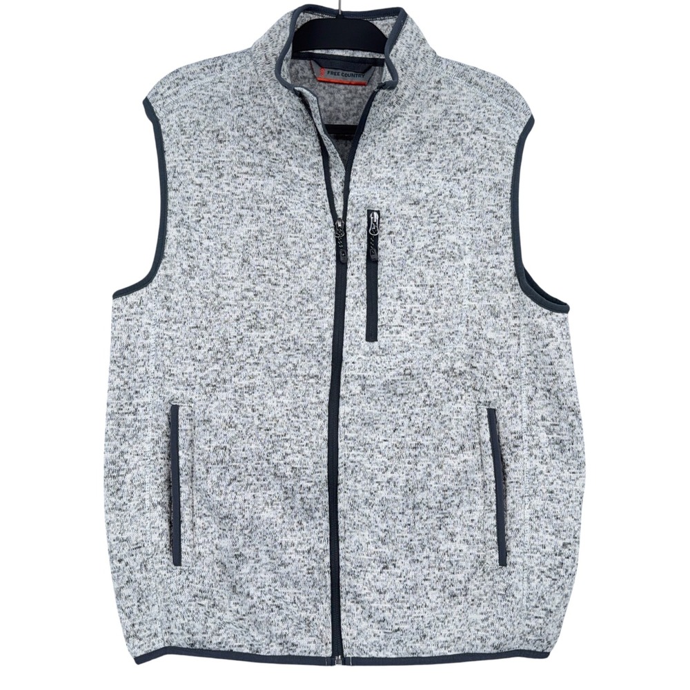 Free Country Full Zip Fleece Lined Vest Mens M Polyester Gray Marled